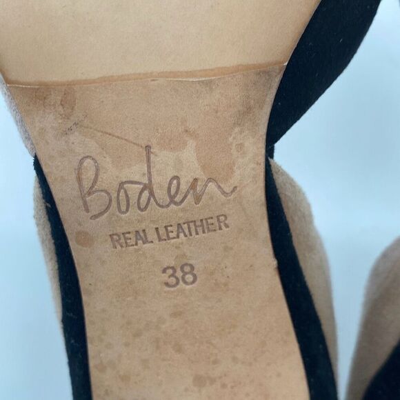 Boden Women's Henrietta Pointed Toe Suede Heels 3 Tone Black Beige Blush Size 38 - Picture 11 of 11